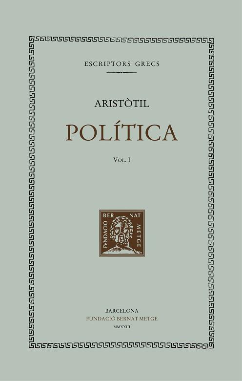POLÍTICA (VOL. I) | 9788498594058 | ARISTÒTIL