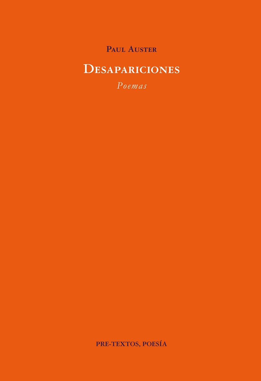 DESAPARICIONES. POEMAS | 9788481910858 | AUSTER, PAUL