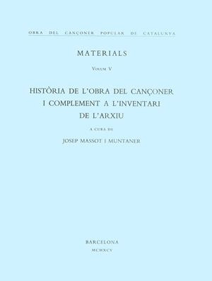 HISTORIA DE L'OBRA DEL CANCONER I COMPLEMENT A L' | 9788478266692 | MASSOT I MUNTANER