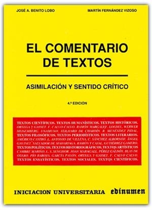 COMENTARIO DE TEXTOS, EL ASIMILACION Y SENTIDO CR | 9788485789719 | BENITO LOBO, JOSE ANTONIO / FERNANDEZ VI